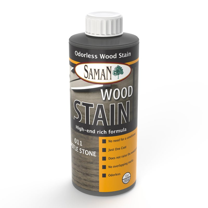 SamaN Interior Water Based Wood Stain - Natural Stain for Furniture, Moldings, Wood Paneling, Cabinets (Castle Stone TEW-011-12, 12 oz) - Image 1